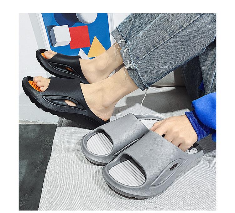Large size slippers sports beach shoes couple new home non-slip one-word drag household Leather