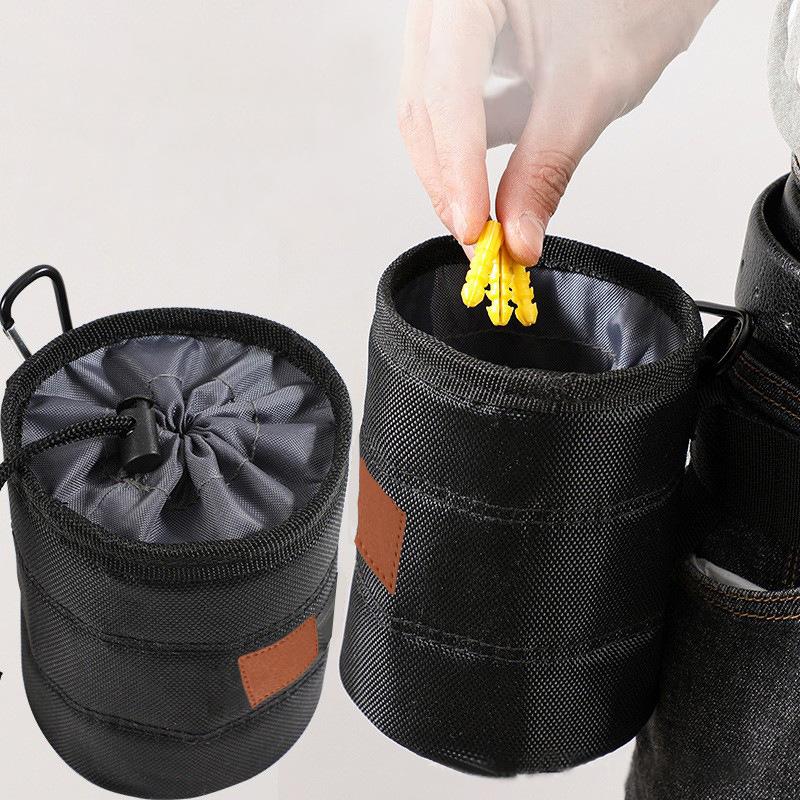 Durable Black Tool Belt Pouch - Multi-Functional Screw & Nail Storage Bag, Thickened Wear-Resistant Organizer For Home Repairs