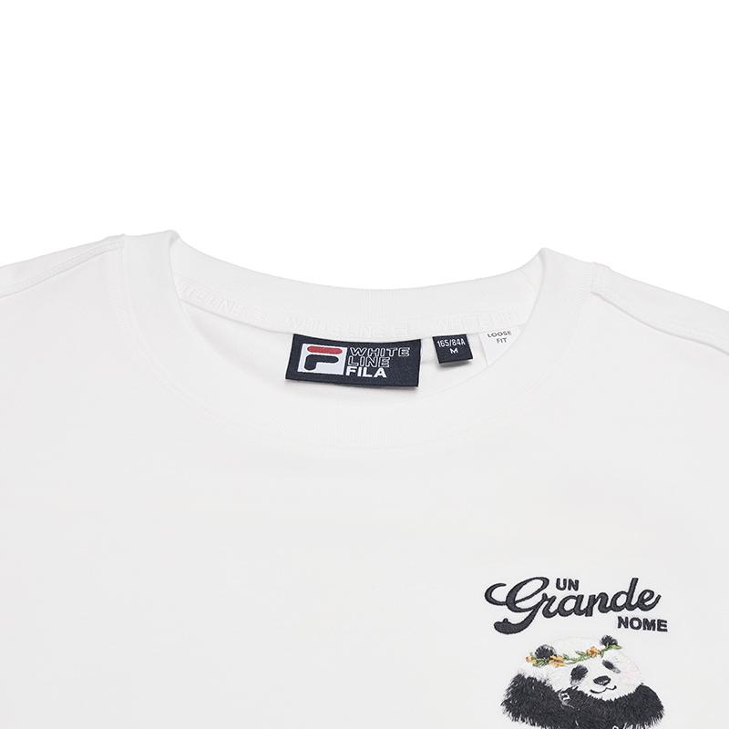 Fila Heritage Cute Panda Embroidery Fashion Simple Casual Versatile Comfortable Knit Pullover Round Neck Sweatshirt Women Sweatshirt F11W538202F-WT