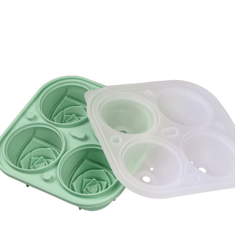 3D-Rosen-Eisformen, große Eiswürfelformen, machen Sie 4 riesige, niedliche Blumen-Form-Eis, lustiger großer Eisball-Maker aus Silikonkautschuk