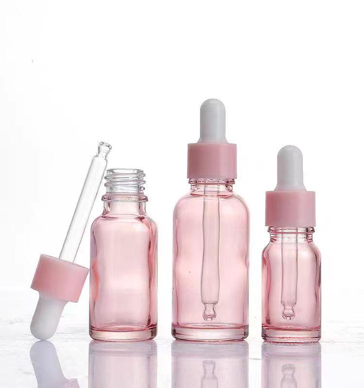 Pink Transparent Serum and Gel Dropper Bottle for Cosmetics and Perfume - Travel Size Sample Dispenser