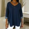 IHUASU Camicette e camicie da donna con scollo a V, maniche lunghe, stampa tinta unita casual alla moda