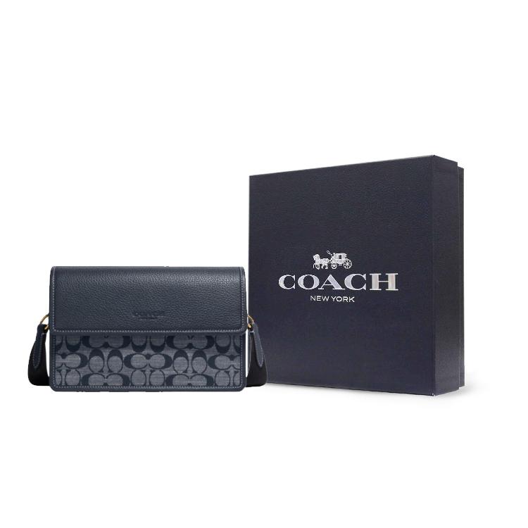 New COACH Turner Mulberry Silk Plain Weave Fabric Shoulder Bag, Crossbody Bag Medium Size Men's Denim Blue CH828-B4DE