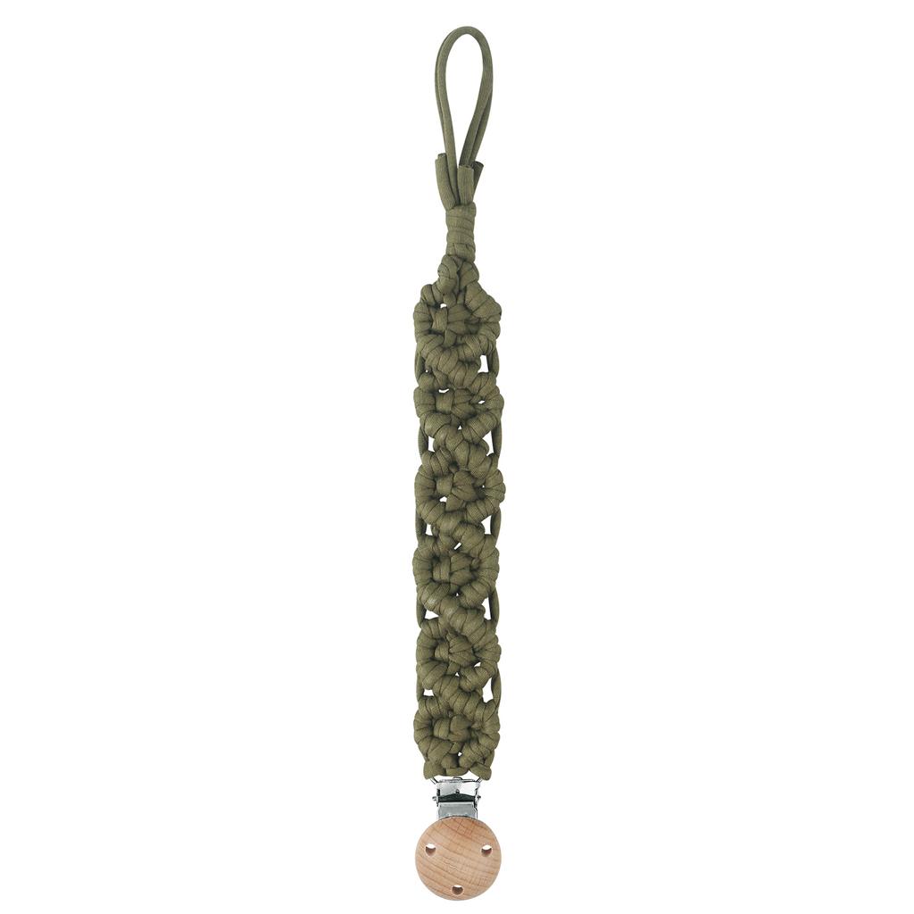 Cotton Handmade Crochet Pacifier Chain Soft Newborn Soothing Pacifier Beech Wood Clip Baby Chew Toy Christmas Gift