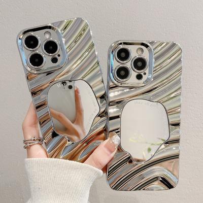 Θήκη Κινητού Καθρέφτης Μακιγιάζ Κυματιστή Πολυτελείας Για iPhone 16 15 14 13 12 11 Pro Max XR X XS 8 7 Plus SE2 Μαλακό Αντικραδασμικό Κάλυμμα