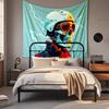 Boho Chic Wall Tapestry With Moon Phase Floral Starry Sky Design Bedroom Yoga Studio Decor