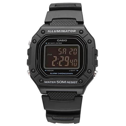 Casio Standard Digital Wristwatch W-218H-1BV for Men and Women, Black, Inverted LCD Display, Overseas Model [Parallel Import]
