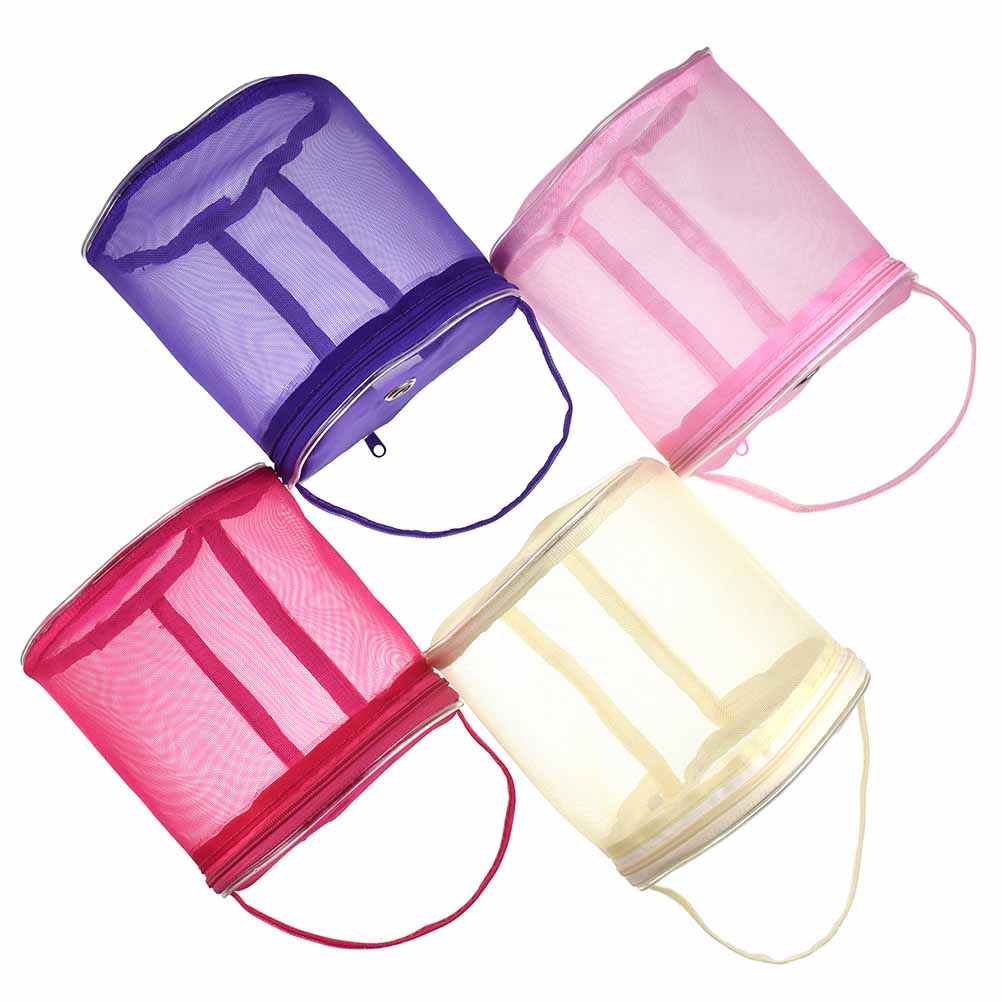 Knitting Storage Bag Pink Mesh Nylon Tote For Crochet Yarn Organizing Woolen Ball Holder Diy Sewing Tool Case Yarn Storage