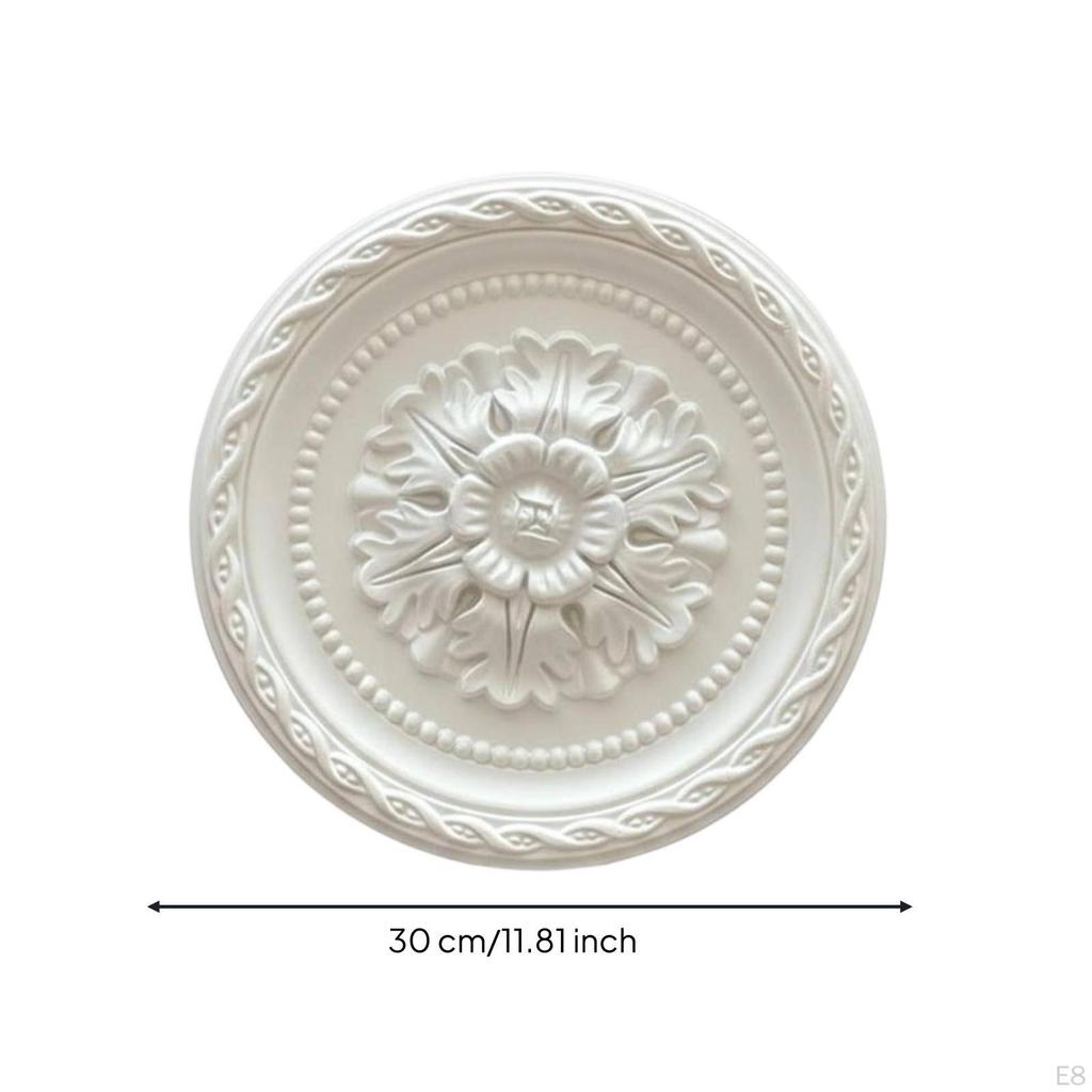 Ceiling Light Base Elegant Floral Raised Medallion Polyurethane Centerpiece for
