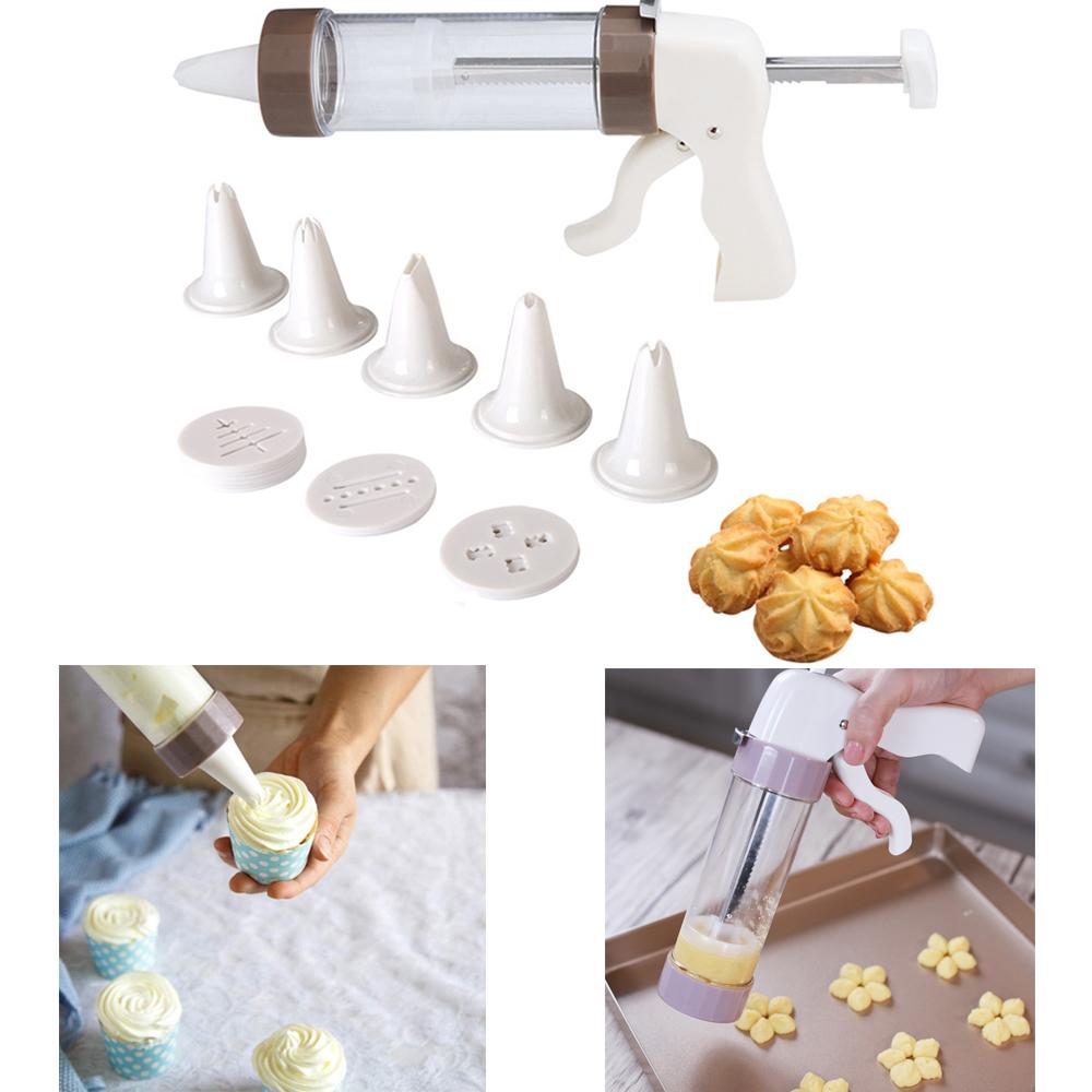 DIY Manual Cookie Press Maker Machine, Decorating Squeezing Machine,Making Mousse Icing Pastry Bread Mould, Cake Decorating Tool