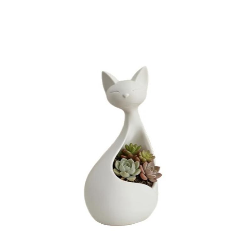 Lightweight 3D Printed Cat Shaped Planter Nordic Minimalist Flower Pot for Indoor Outdoor Garden Desktop Ornament