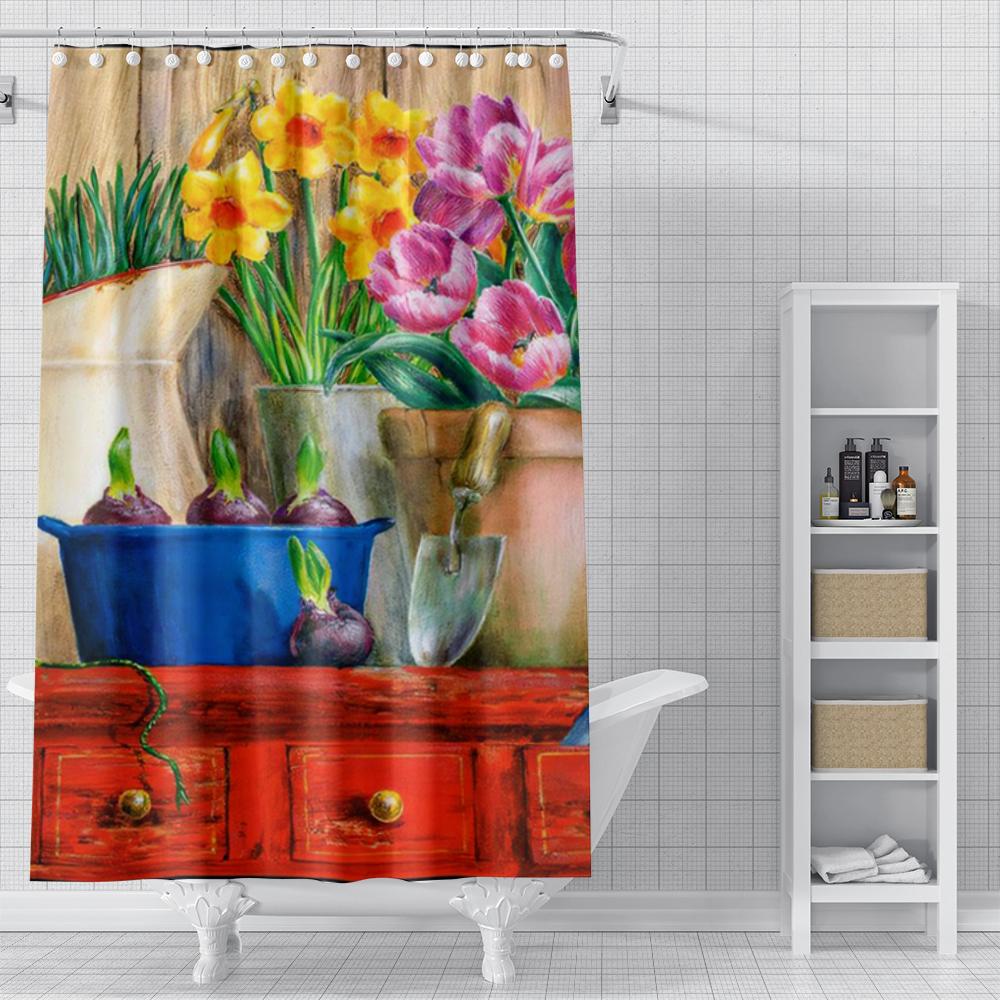 Home Shower Oil Painting Style Curtains For Bathroom Waterproof Fabric Bathroom Curtains Modern Shower Curtain 180X200 240X200