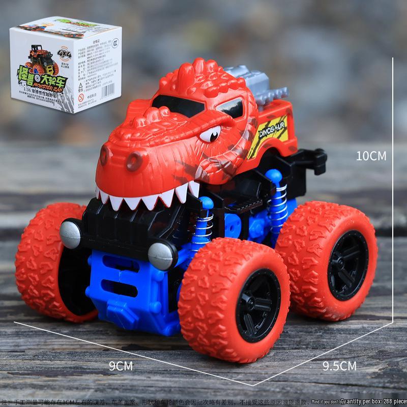 Inertial Pull-Back Dinosaur Monster Toy Car - Durable Four-Wheel Drive for Kids