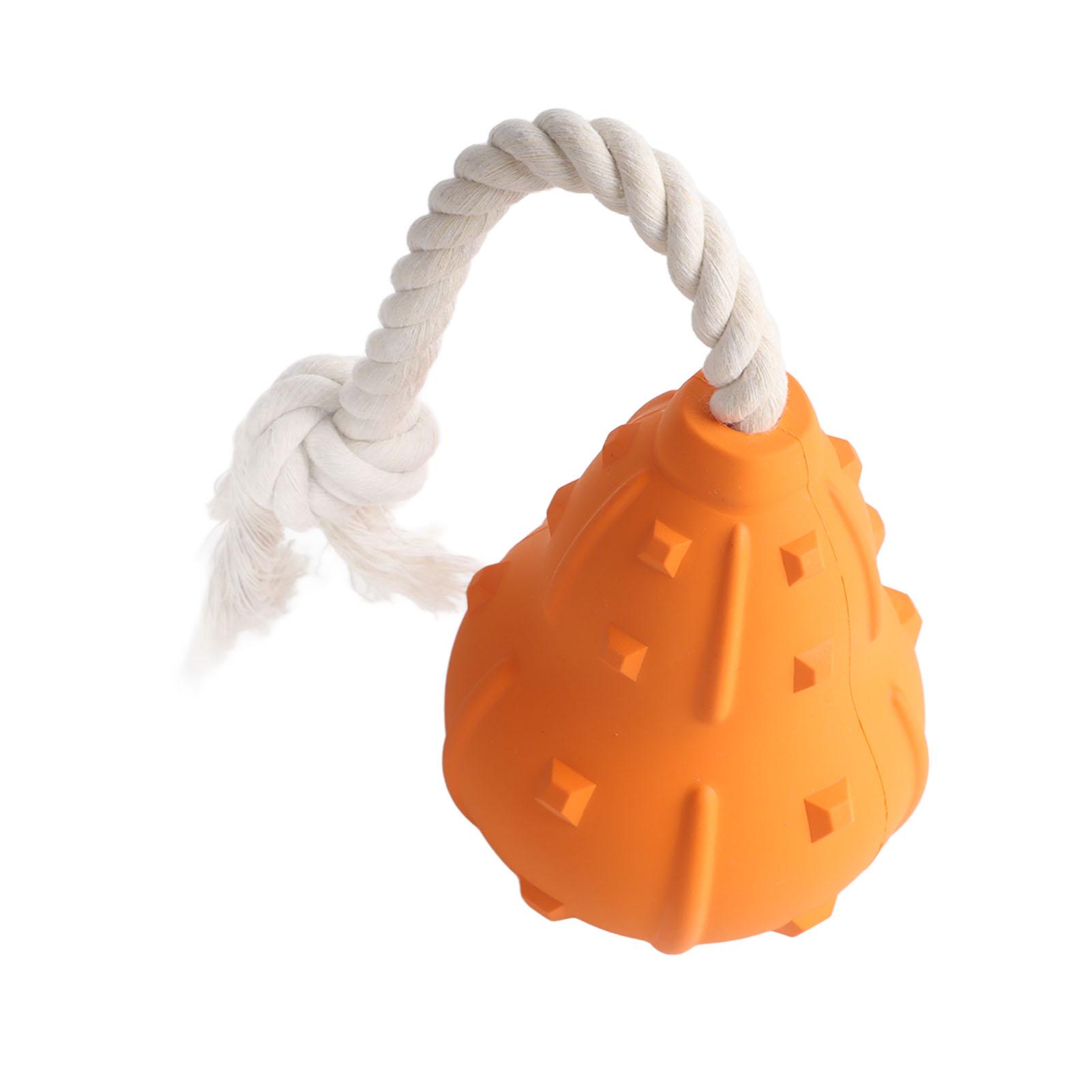 Pumpkin Pet Chewing Toy Rubber Pet Biting Toy Durable Multifunctional Interactive Teething Toy for Dogs Cats