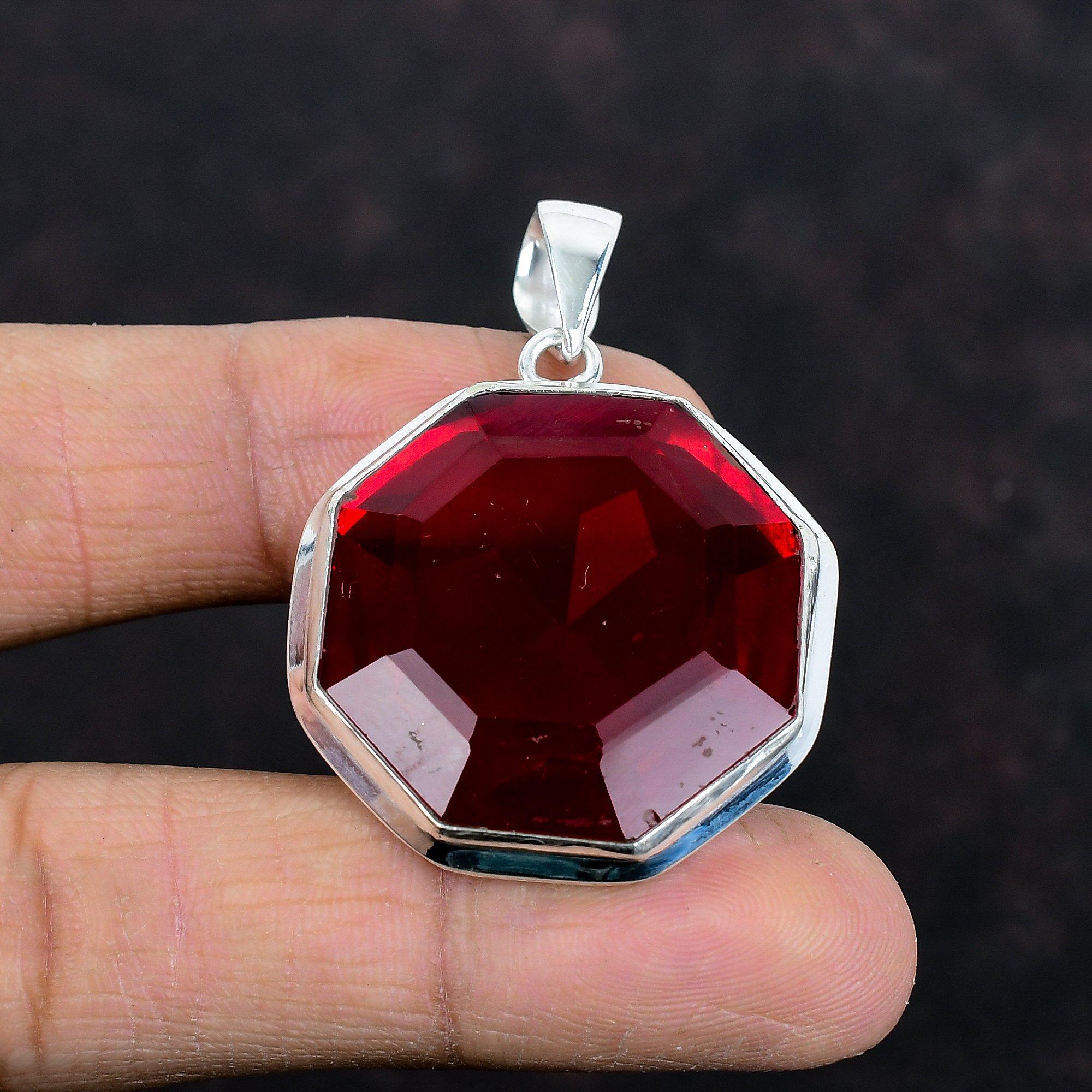 

Faceted mozambique garnet pendant 925 sterling silver pendant handmade gemstone pendant antique jewelry gifts for him latest design pendant