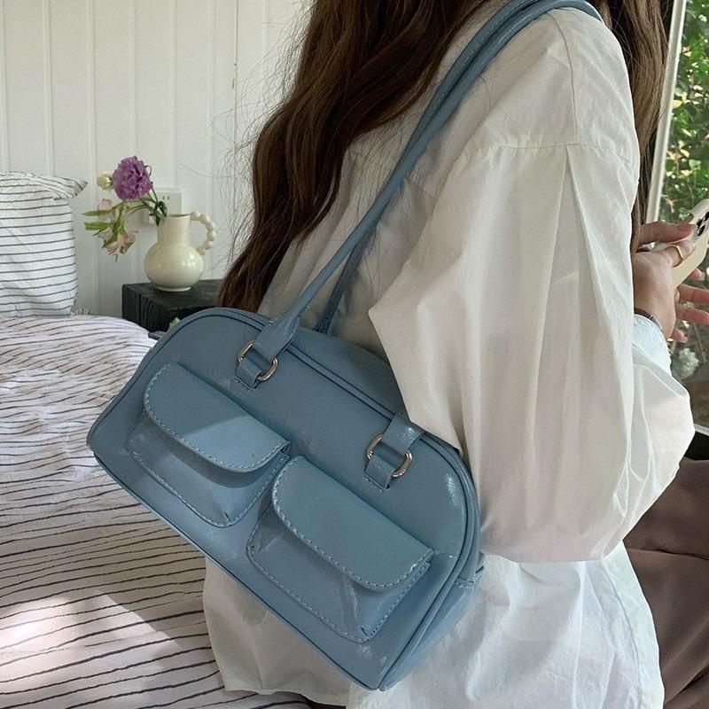 New Bag Women's Niche Retro Single Shoulder Portable Underarm Bag Oil Wax Leather Bag Double Bag Casual