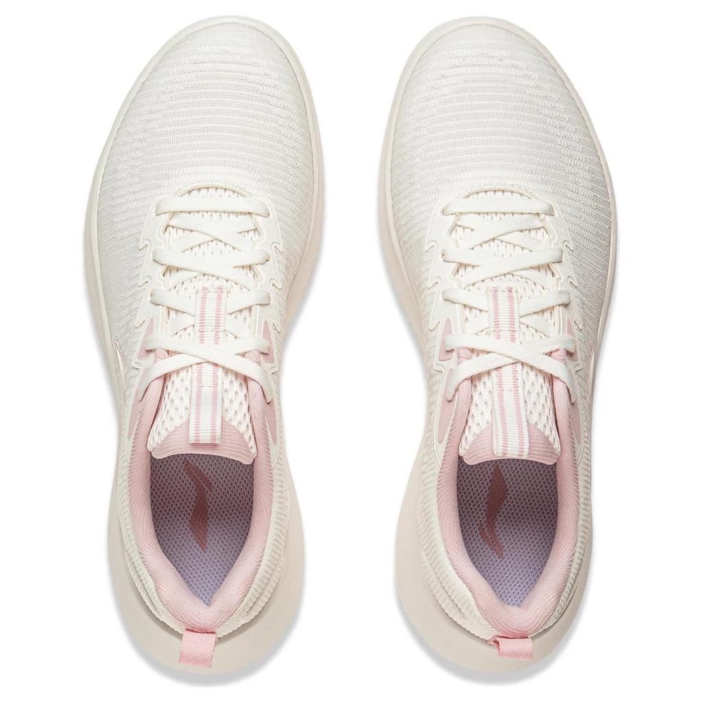 New LiNing Feather Cushioning, Slip Resistant, Abrasion Resistant, Lightweight Low Top Running Shoes Women's White Pink ARSV034-1