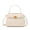 Alligator Print Latched Small Square Leather Tote Commuter Crossbody Bag for Women
