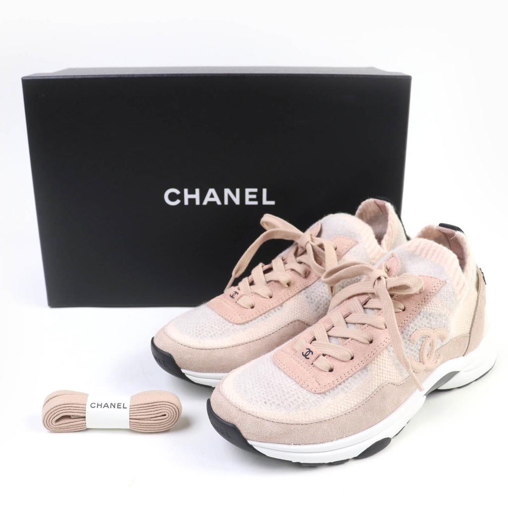 Makellose CHANEL Sneaker COCO Marke Stricksocken pink gestrickt Damen 37 23B G38750 Gebraucht