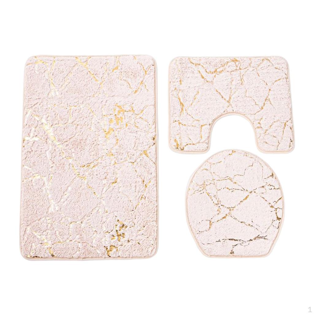 3 Pack Toilet Seat Cushion Sets Decorations Non-slip Breathable Water-absorbent Washable Bath Mat