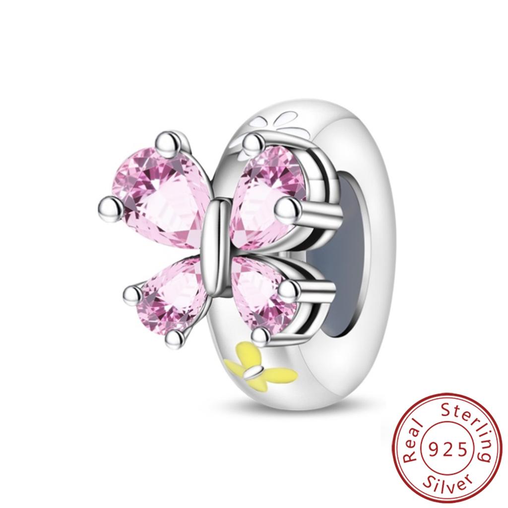 925 Silver Paw Prints Flowers Stars Moon Butterfly Safety Buckle Spacer Beads Fit Bracelets Necklace DIY Jewelry Gifts