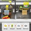 Sponge Drainer Rack Wall Mounted with Towel Holder Space-saving Kitchen Sink Organizer for Bathroom Laundry Room Use