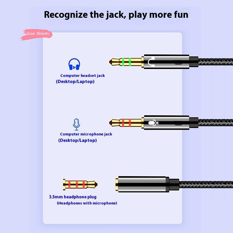 Y-25/50/100CM Headphone Microphone Audio Converter Y Splitter For Computer 3.5mm Female To 2 Dual 3.5mm Male Headphone MicGood Product