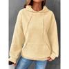 Color Block Waffle Drawstring Hoodie, Casual Long Sleeve Pocket Sweatshirt, Women's Clothing