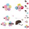 Adorable Pet Wig Set With Brown Bob Hairstyle And Colorful Flower Hairpins For Dogs And Cats