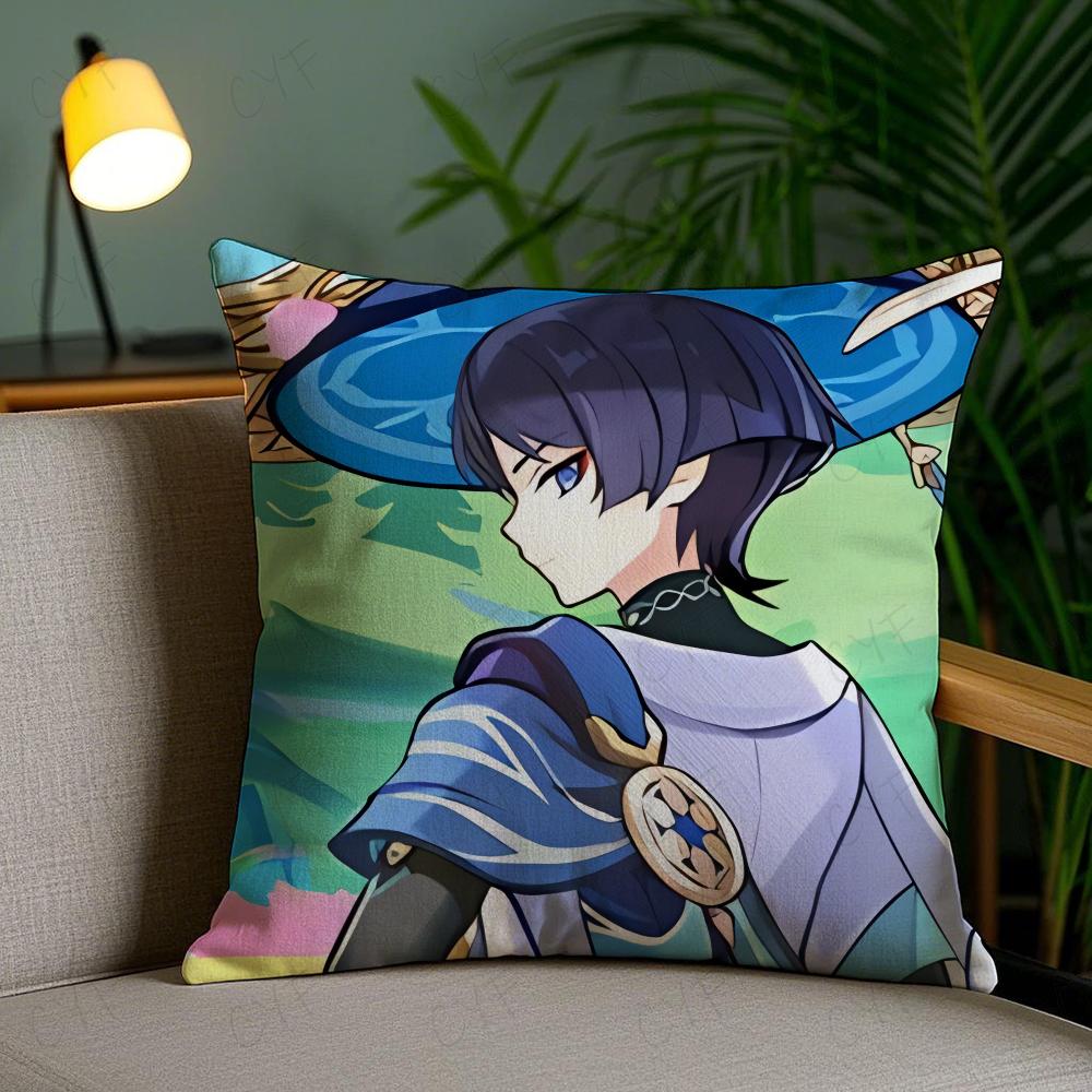 Scaramouche and Wanderer Game Pillow Case Anti-dustmite Pillowcase Invisible Zipper Silky Short Plush Sofa Cushion Cover