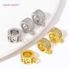 18K Gold Plated Brass Inlaid Zircon Round Pendant Bail Connector,Bailes For Jewelry,DIY Necklace Jewelry Handmade Crafts