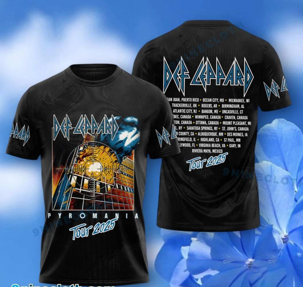 Def Leppard Pyromania Tour 2025 3D T-shirt All sizes M728 XL