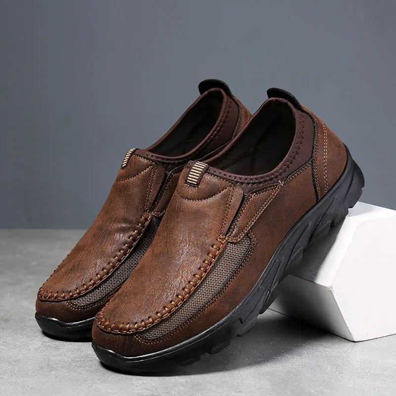 Men's Casual Shoes 2025 Men Handmade Retro Breathable Flat Loafers Moccasins Dress Comfortable Slip on Driving Shoes Zapatillas