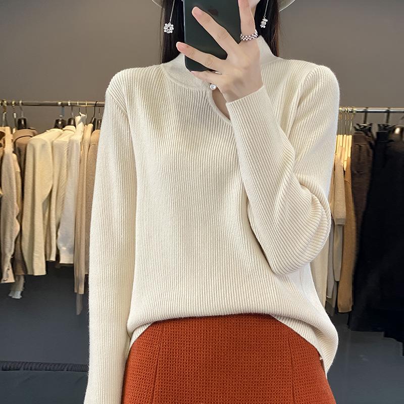 YYFS Women's Fashion Casual Solid Color Print Autumn Winter Long Sleeve Half Turtleneck Sweaters