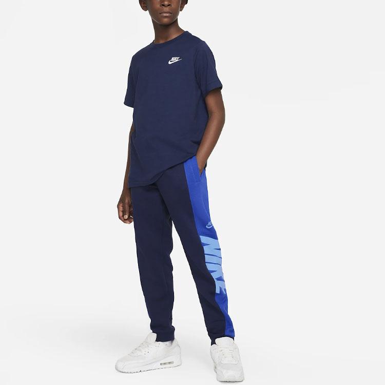 Nike Kids Sportswear Logo Embroidered Short Sleeve T-Shirt Kids Tops Navy-Blue AR5254-411