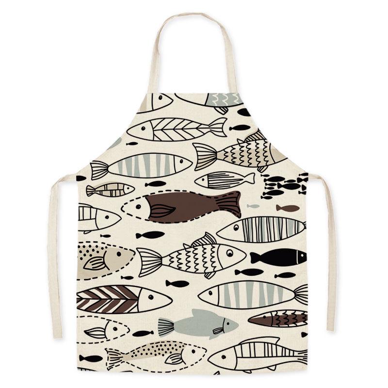 Marine-Themed Stain-Resistant Parent-Child Sleeveless Apron