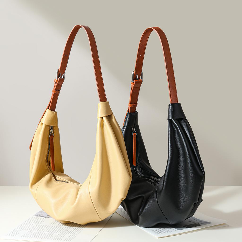 Genuine Leather Women's Bag Niche Commuting Outgoing Lazy Style Tote Bag Fashion Versatile Underarm Single Shoulder Crossbody Bag