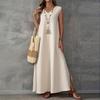 2025 Amazon European and American foreign trade new women's clothing V-neck sleeveless long dress summer side split loose dress