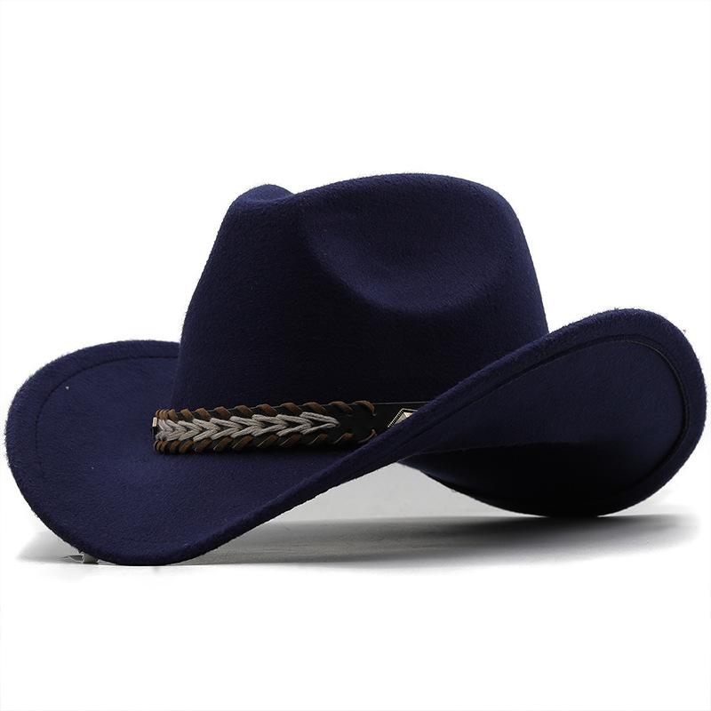 Unisex Adults Woolen Western Cowboy Hat