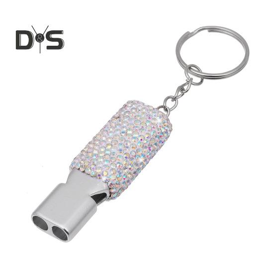 Sifflet Bling Métal Strass Sifflet avec Porte-clés Sifflet Brillant avec Son Fort et Clair pour Arbitres Entraîneurs Maîtres-nageurs Urgences