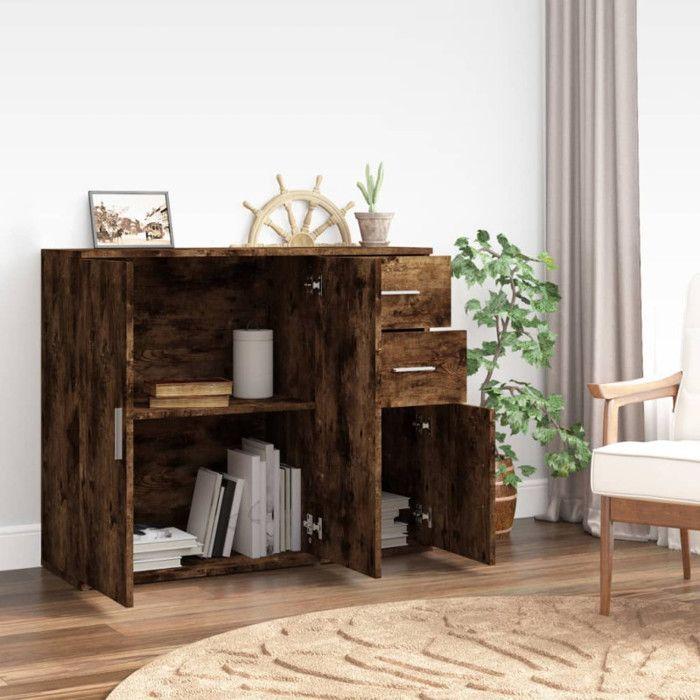 VidaXL Buffet Smoked Oak 91x29.5x75 Cm Engineered Wood 823274