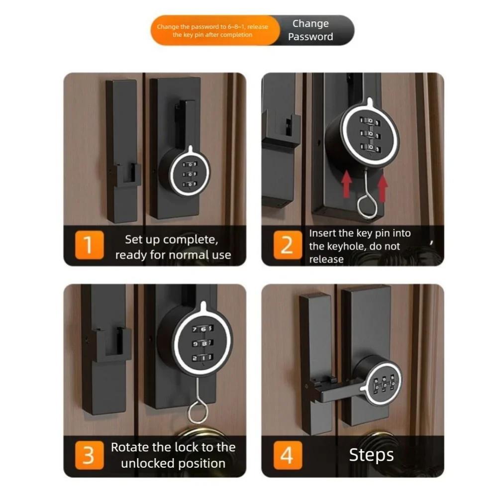Zinc Alloy Password Door Bolt Lock Luminous Latch 3-Digit Password Anti-theft Security Door Latch Buckle Cabinet Closet Lock