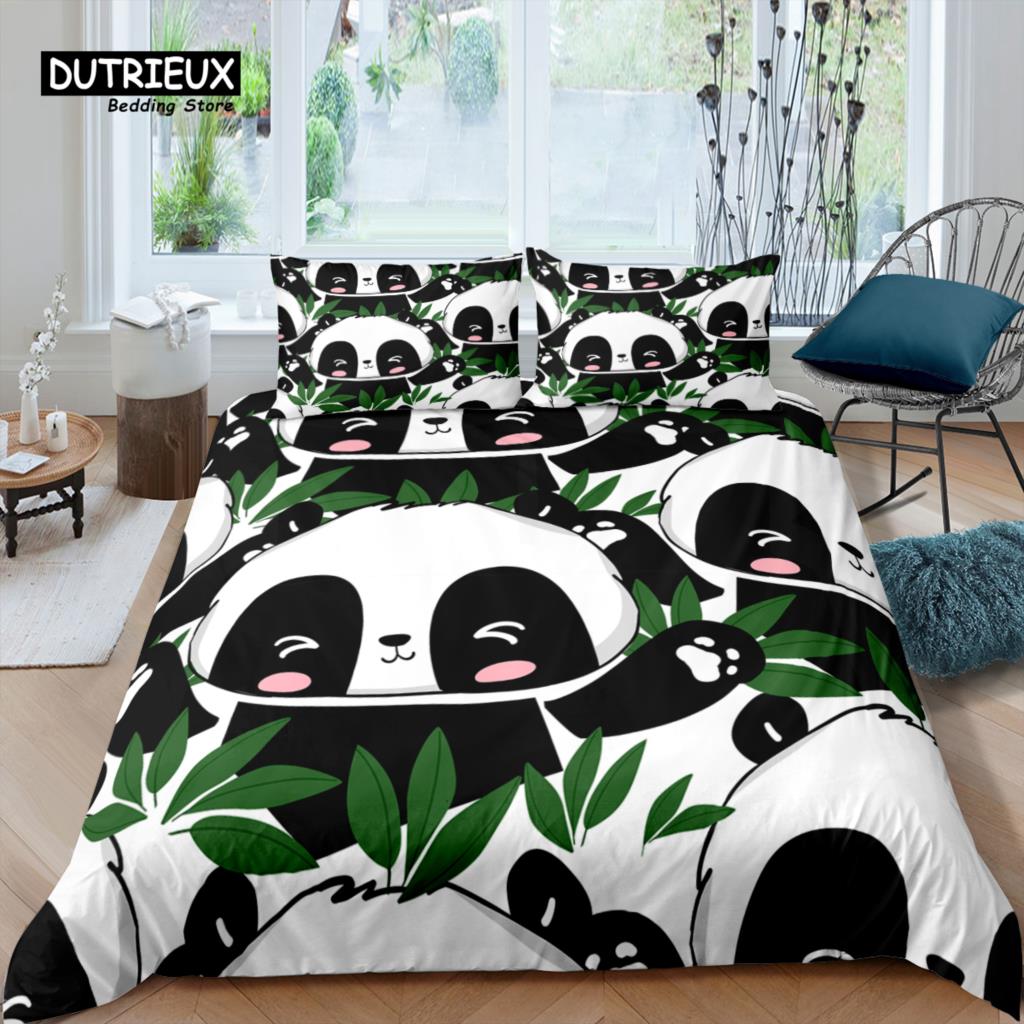 Home Living Luxury 3D Print Panda Bedding Set Bamboo Duvet Cover Pillowcase Queen and King EU/US/AU Size Polyester Bedding