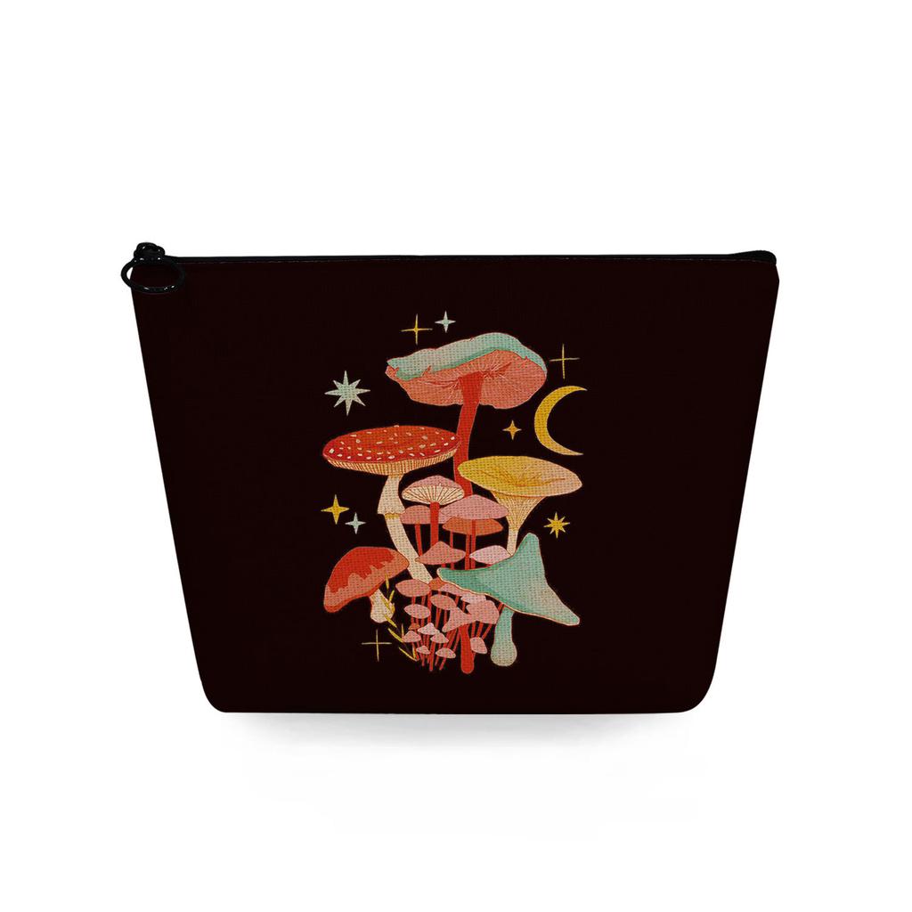 Women Mushroom Print Cosmetic Bag Toiletries Organize Travel Storage Case 6869