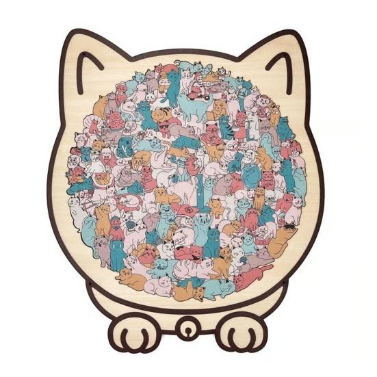 

135 шт./набор Деревянный пазл в форме кошки Тренировка логики Фокус Деревянная игра-головоломка Развивающая Сложная головоломка Игрушка Декорация Подарок для любителей кошек C