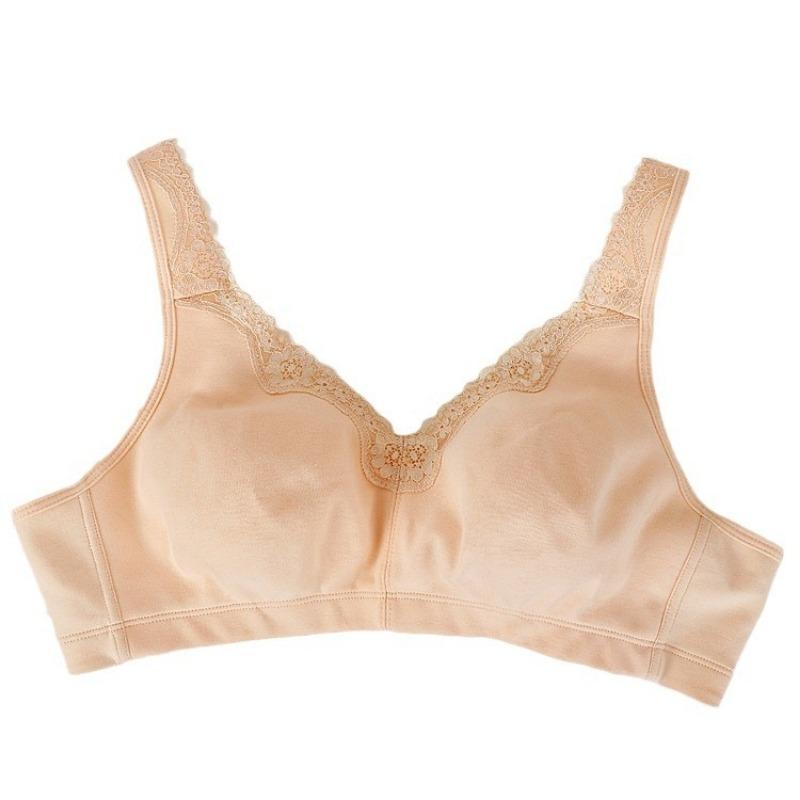 Women's large size bra without steel rim pure cotton underwear without feeling comfortable lace bra