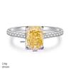 New S925 Sterling Silver Radiant-Cut Yellow Diamond Ring for Women - Hot Sale