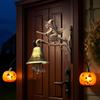 Witch Doorbell Hanging Ornament Iron Craft Broom Riding Witch Resin Vintage Home Decor for Halloween Christmas Party Favors