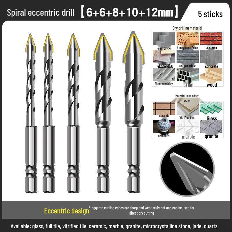 Carbide Eccentric Drill Bit for Electric Drills - Ideal for Round Hole Drilling in Concrete, Brick, and Porcelain Tiles.