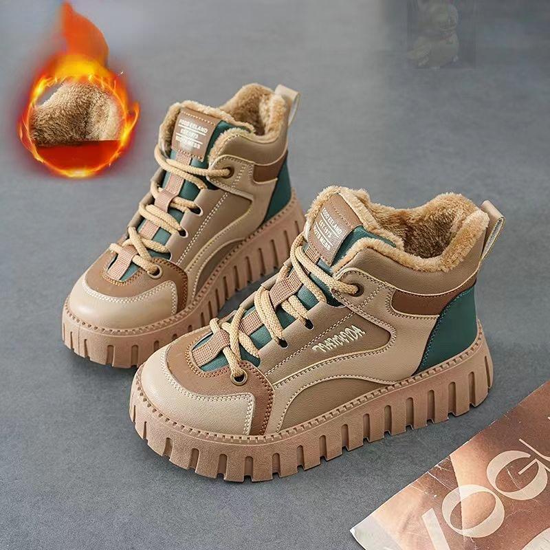 

Плоские ботинки низкие зимние женские ботинки для снега 2024 года, коричневые туфли на платформе для женщин, корейские, в продаже, высокое качество, теплые, популярные 35